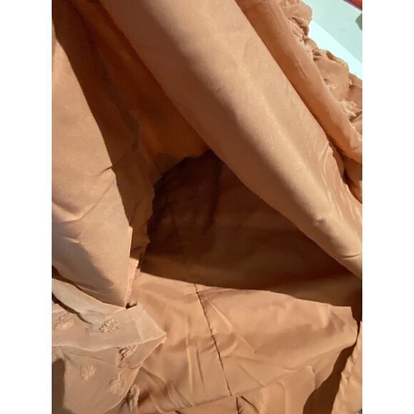 Zattcas Women Smocked Short Sleeve Ruffle Mini Swiss Dot Lined Dress Large New - Picture 4 of 6